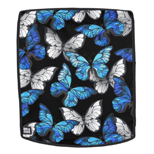Dunkles Nahtloses Muster mit blauen Schmetterlinge Rucksack (Abnehmbare Front)