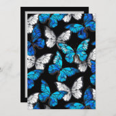 Dunkles Nahtloses Muster mit blauen Schmetterlinge Save The Date (Vorne/Hinten)