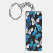 Dunkles Nahtloses Muster mit blauen Schmetterlinge Schlüsselanhänger (Vorderseite links)