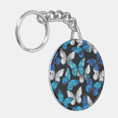 Dunkles Nahtloses Muster mit blauen Schmetterlinge Schlüsselanhänger (Vorderseite links)