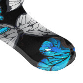 Dunkles Nahtloses Muster mit blauen Schmetterlinge Schneidebrett (Ecke)