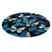 Dunkles Nahtloses Muster mit blauen Schmetterlinge Schneidebrett (Ecke)