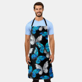 Dunkles Nahtloses Muster mit blauen Schmetterlinge Schürze (Getragen)