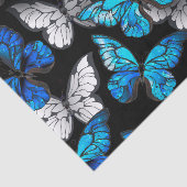 Dunkles Nahtloses Muster mit blauen Schmetterlinge Seidenpapier (Ausschnitt)