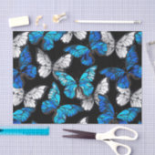 Dunkles Nahtloses Muster mit blauen Schmetterlinge Seidenpapier (Handwerk)