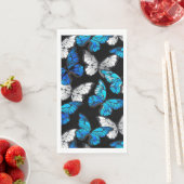 Dunkles Nahtloses Muster mit blauen Schmetterlinge Serviette (Beispiel)