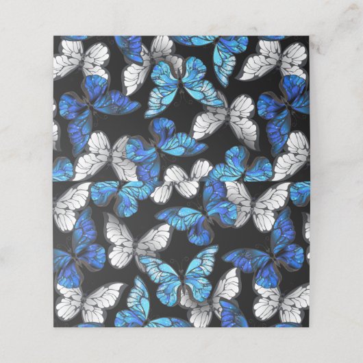 Dunkles Nahtloses Muster mit blauen Schmetterlinge Terminkarte (Außenseite Aufgefaltet)