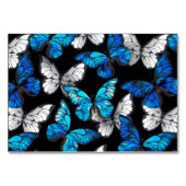 Dunkles Nahtloses Muster mit blauen Schmetterlinge Tischnummer (Vorderseite)