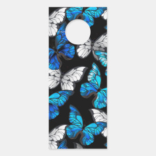 Dunkles Nahtloses Muster mit blauen Schmetterlinge Türanhänger