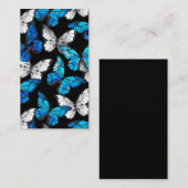 Dunkles Nahtloses Muster mit blauen Schmetterlinge Visitenkarte (Vorne/Hinten)