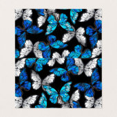 Dunkles Nahtloses Muster mit blauen Schmetterlinge Visitenkarten (Außenseite Aufgefaltet)