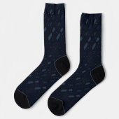 Dunkles Navy Abstraktes Muster Socken (Linkes Detail)