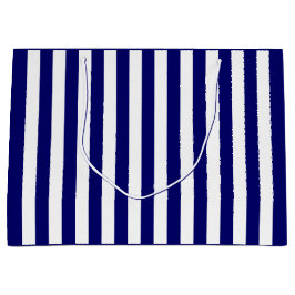 Dunkles Navy Blau und Weiß Streifen Große Geschenktüte