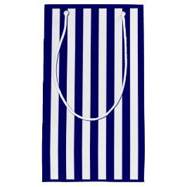 Dunkles Navy Blau und Weiß Streifen Kleine Geschenktüte