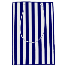 Dunkles Navy Blau und Weiß Streifen Mittlere Geschenktüte