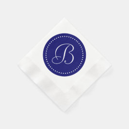 Dunkles Navy Blue/White Dot Monogramm Serviette
