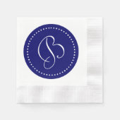 Dunkles Navy Blue/White Dot Monogramm Serviette (Vorderseite)