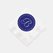 Dunkles Navy Blue/White Dot Monogramm Serviette (Ecke)