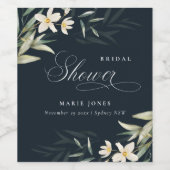 Dunkles Navy Weiß Greenery Blumengebirge Brautpart Weinetikett (Einzelnes Label)