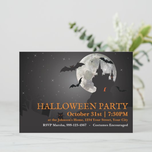 Dunkles Night Halloween-Party Einladung (Stehend Vorderseite)