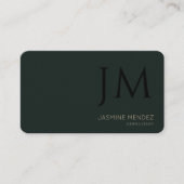 Dunkles Obsidian Khaki Schwarz Monogramm QR-Code M Visitenkarte (Vorderseite)