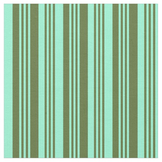 Dunkles Olive Green & Aquamarine Colodmuster Stoff (Nahaufnahme)