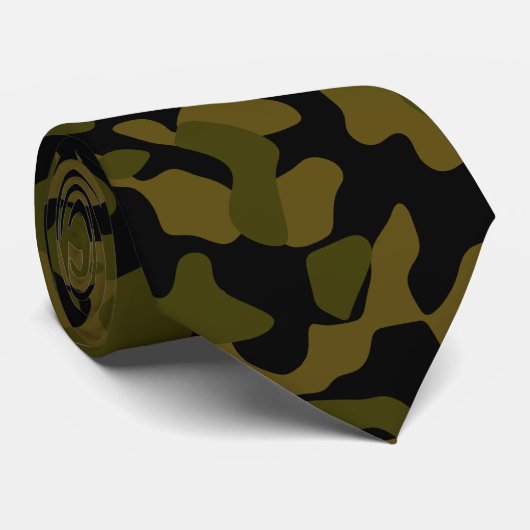 Dunkles Olive-, Schwarz- und Braun-Camouflage-Must Krawatte (Gerollt)