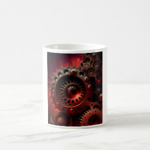 Dunkles Orange Steampunk Mandelbrot Fraktal Kaffeetasse