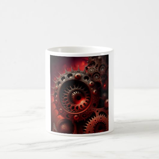 Dunkles Orange Steampunk Mandelbrot Fraktal Kaffeetasse (Mittel)