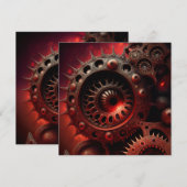 Dunkles Orange Steampunk Mandelbrot Fraktal Save The Date (Vorne/Hinten)