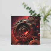Dunkles Orange Steampunk Mandelbrot Fraktal Save The Date (Stehend Vorderseite)