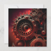 Dunkles Orange Steampunk Mandelbrot Fraktal Save The Date (Rückseite)