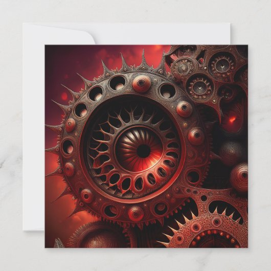 Dunkles Orange Steampunk Mandelbrot Fraktal Save The Date (Vorderseite)