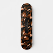 Dunkles Orangen-, Schwarz- und Gold-Abstraktes Mus Skateboard (Vorne)