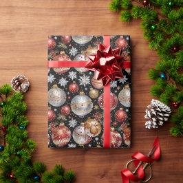 Dunkles Ornamenteinwickelpapier mit Silber, Gold R Geschenkpapier