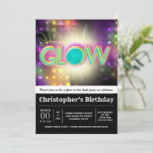 Dunkles Party strahlt Nachtlicht aus Einladung (Stehend Vorderseite)