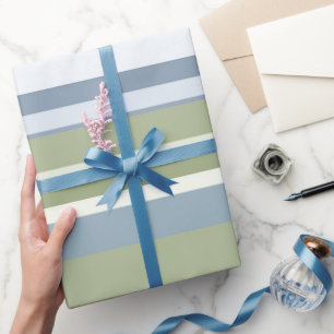 Dunkles Pastellblau und Frühlingsregen-Streifen Geschenkpapier