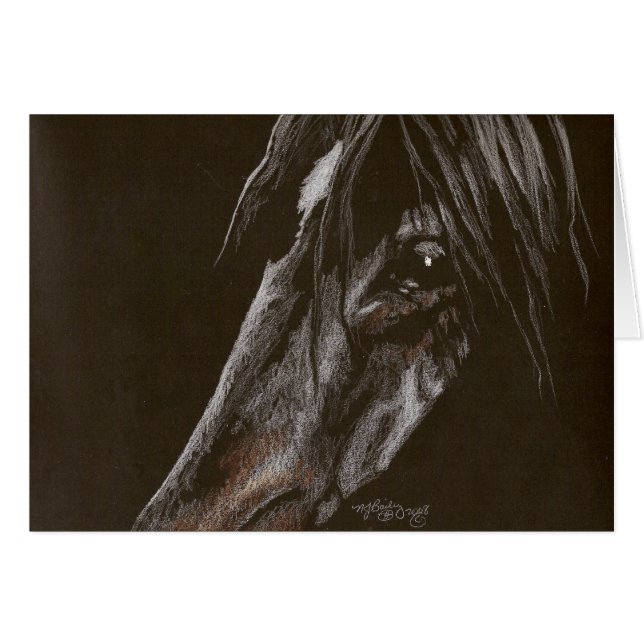 Dunkles Pferd auf schwarz (Vorderseite (Horizontal))