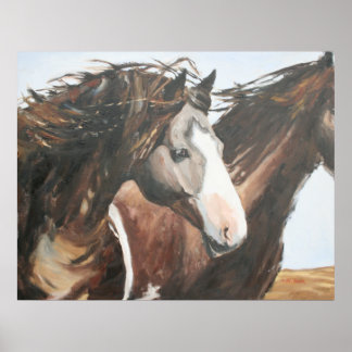 Dunkles Pferd, heller Tag Poster