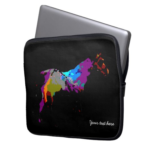 Dunkles Pferd Laptopschutzhülle (Vorderseite Links)