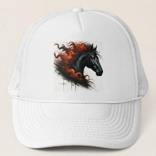 Dunkles Pferd mit fiery Mane Truckerkappe