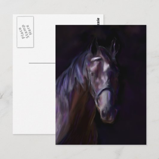 Dunkles Pferd Postkarte (Vorne/Hinten)