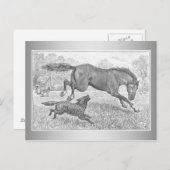 Dunkles Pferd und Hund Postkarte (Vorne/Hinten)