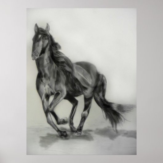 dunkles Pferd zeichnend Poster (Vorne)