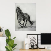 dunkles Pferd zeichnend Poster (Heimbüro)