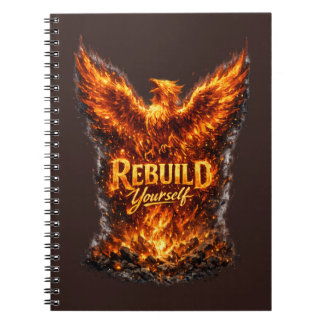Dunkles Phoenix-Motivationsdesign Notizblock