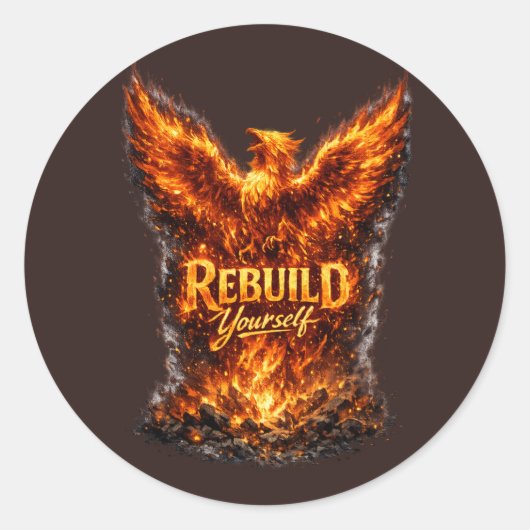 Dunkles Phoenix-Motivationsdesign Runder Aufkleber (Vorderseite)