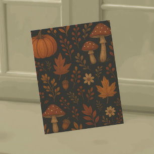 Dunkles Pilz Cottagecore Whimsical Blumen Vintage Postkarte