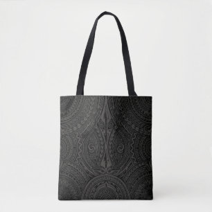 Dunkles polynesisches Stammes-Tatau-Volldruckmuste Tasche