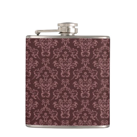 Dunkles Purpur-Damaskus-Muster Flachmann (Vorderseite)